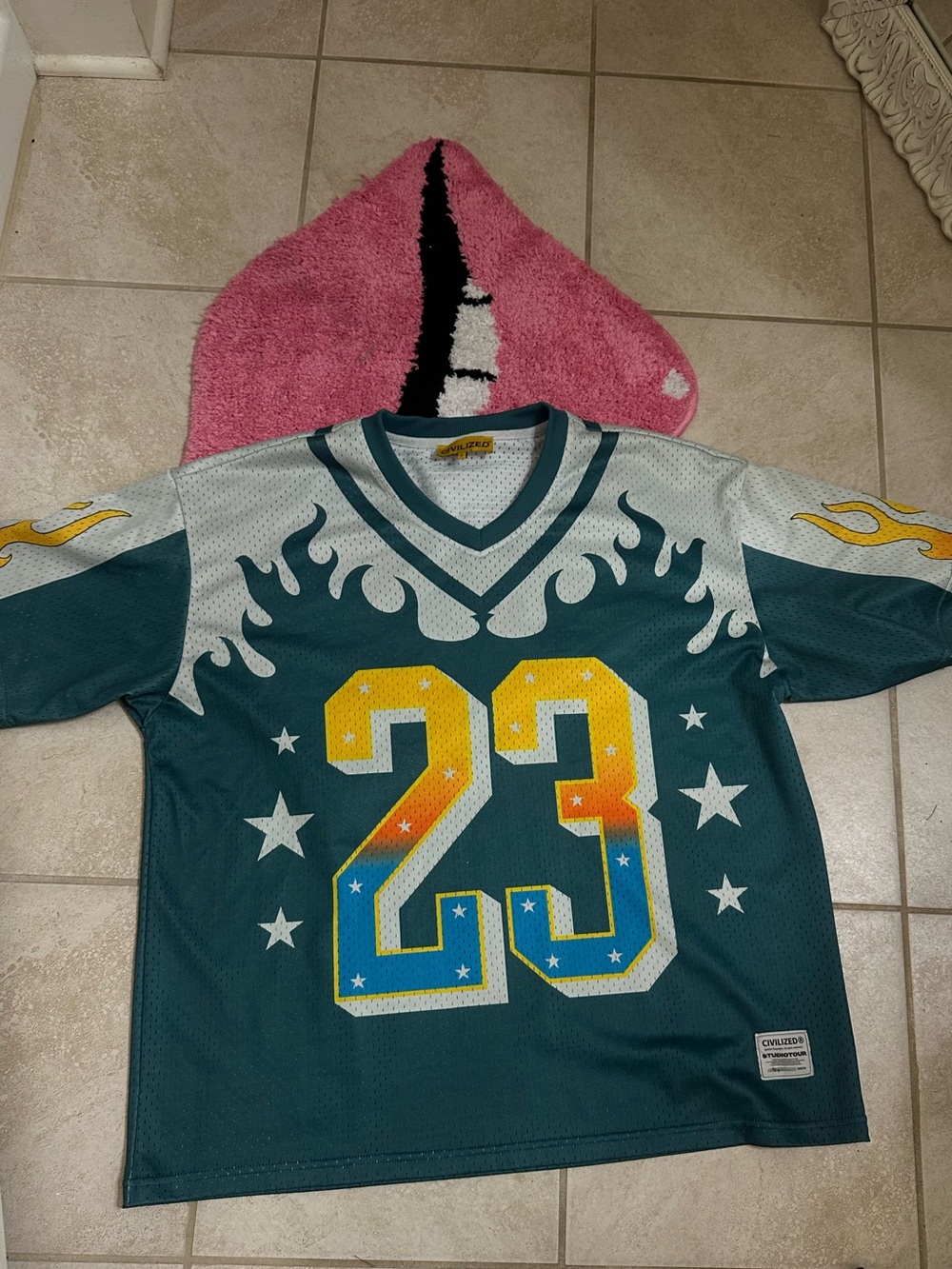 Civilized Streetwear Green Number 23 Flame Athletic Jersey